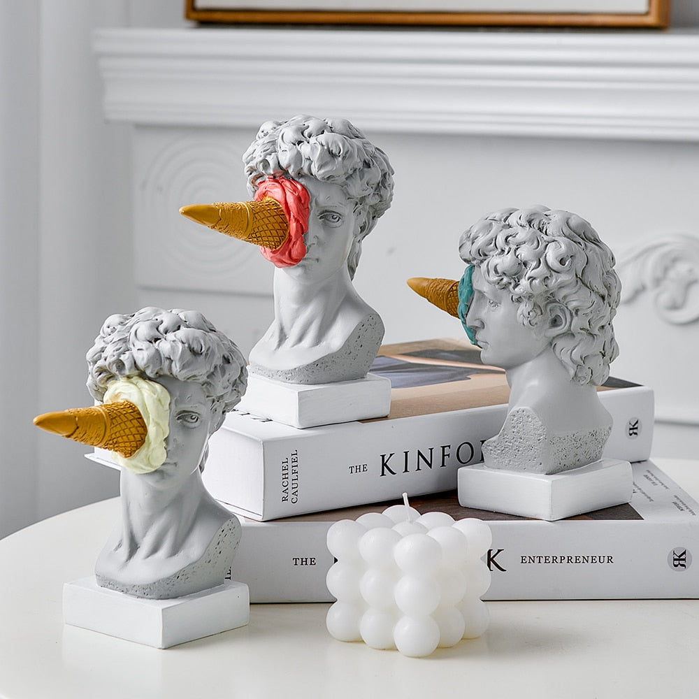 David Beeldje met IJsje Huisdecoratie Sculptuur
