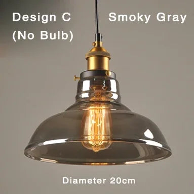 Industriële retro hanglamp met glas – Rookglas lampenkap