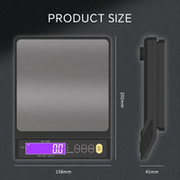 5 kg/0,1 g en 10 kg/1 g digitale elektronische keukenweegschaal, LCD-display, volledig waterdichte roestvrijstalen weegtool voor bakken