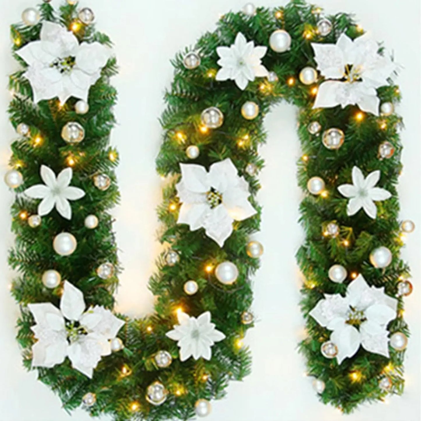 Luminarae | Kerstguirlande 2,7 m | Met LED-verlichting & dennen takken | Voor open haard, trapleuning & deurdecoratie | 5 Kleuren