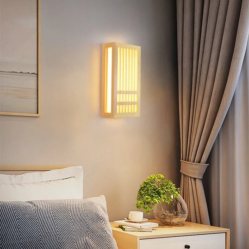 Japandi Houten Wandlamp LED Minimalistische Decoratieve Wandlamp