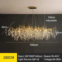 Exclusieve kroonluchter met kristallen bladeren – takken effect, moderne elegantie