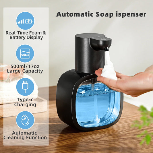 Automatische Zeepdispenser Foamello | Wandmontage | 500 ml | Oplaadbaar & contactloos | Sensorgestuurde schuimfunctie