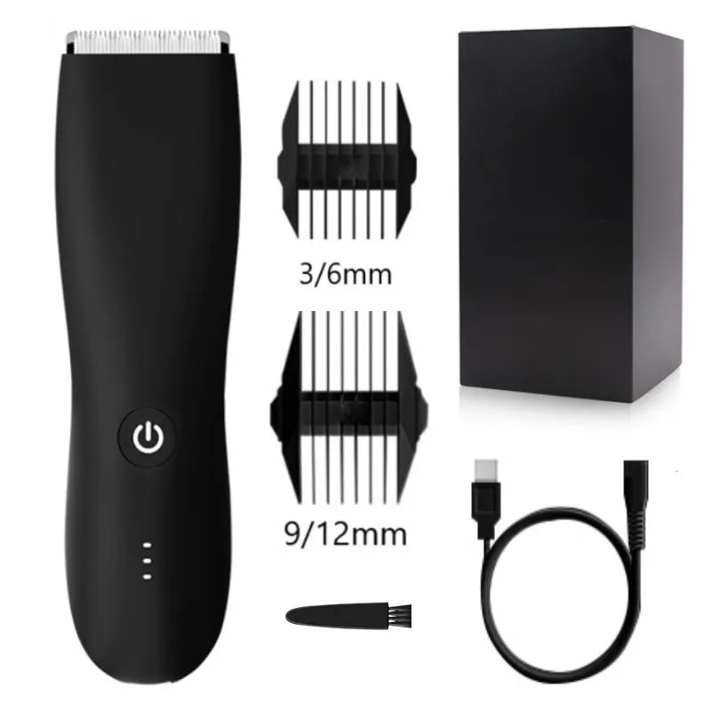 GroomLux Elite Lichaamshaar Trimmer | Precisie elektrische scheermes met vervangbare keramische messen voor een soepele, waterdichte verzorgingservaring.