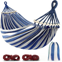 Dubbele Canvas Hangmat met Houten Spreiders voor Buiten