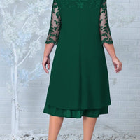 Elysian Elegance Plus Size Jurk | Exquisiet geborduurd bloemen patchwork ontwerp perfect voor herfstbruiloften en formele feesten