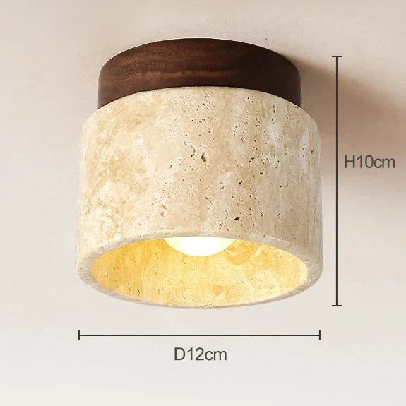 De Stone Travertine Japandi Plafondlamp