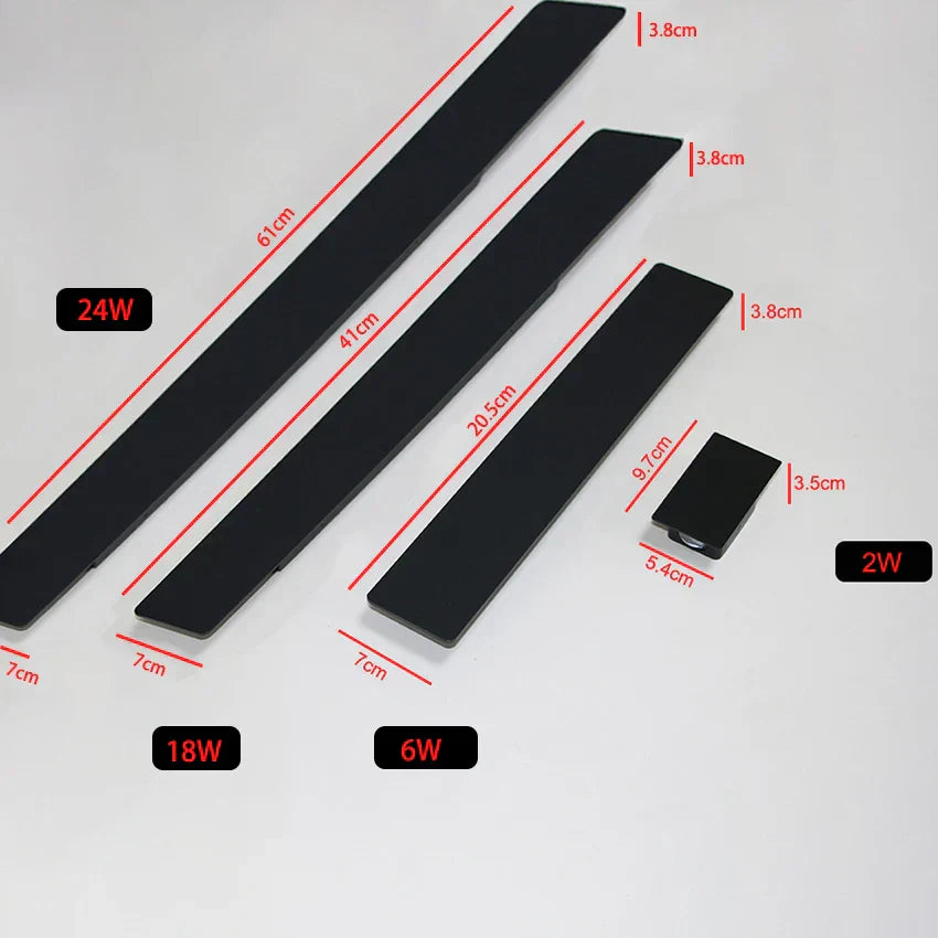 Waterdichte buitenwandlampen met aluminium strip 18W LED zwarte wandlamp slaapkamer buitenverlichting