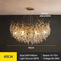 Exclusieve kroonluchter met kristallen bladeren – takken effect, moderne elegantie