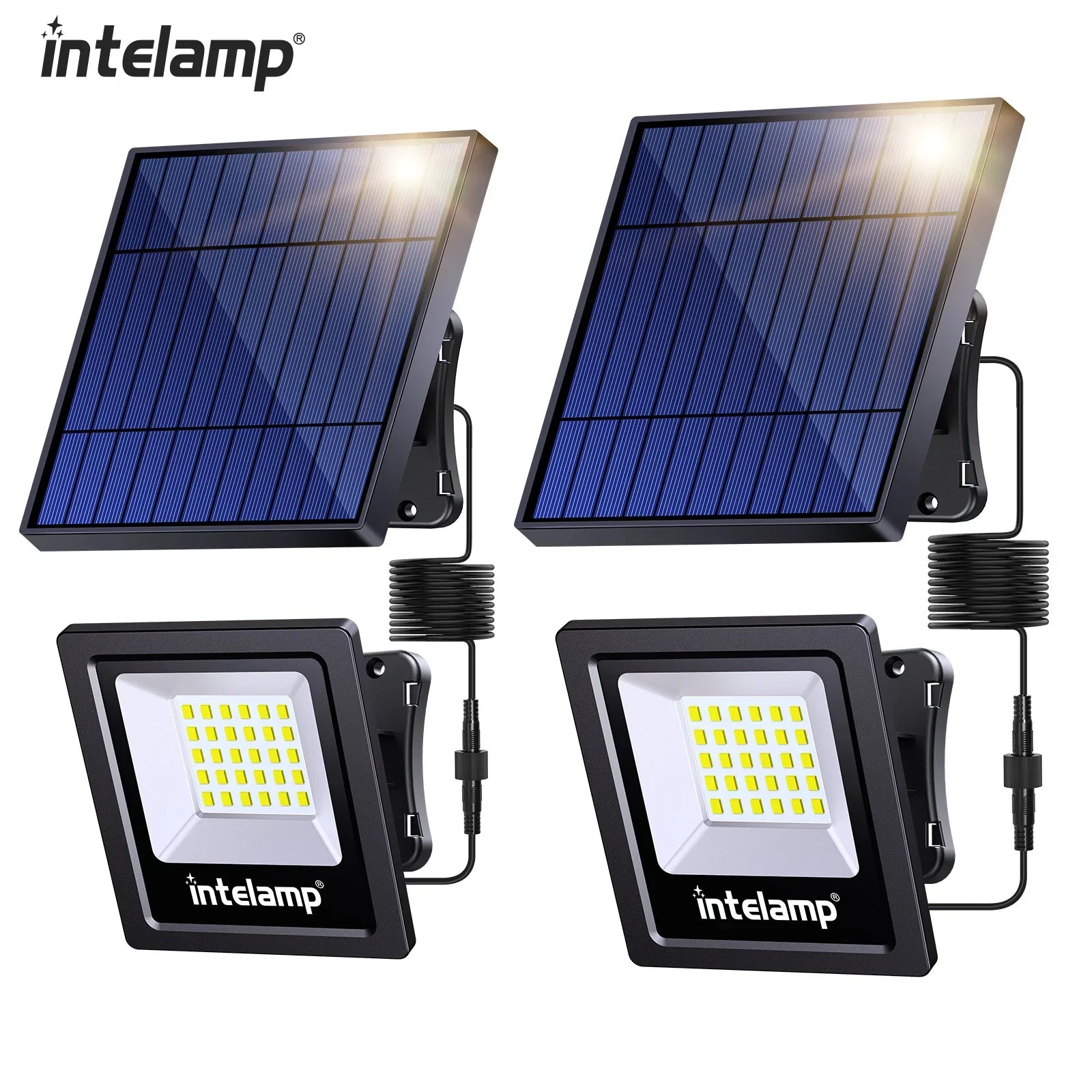 Zonne-energie LED Veiligheidslamp LumiSecure Duo | Set van 2 | 1200LM Super Helder | IP65 Waterdicht | Tuin, Binnenplaats & Terras