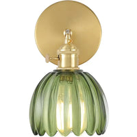 Retro wandlamp in de vorm van een tulp bloem – wandlamp met glazen kap en gouden afwerking