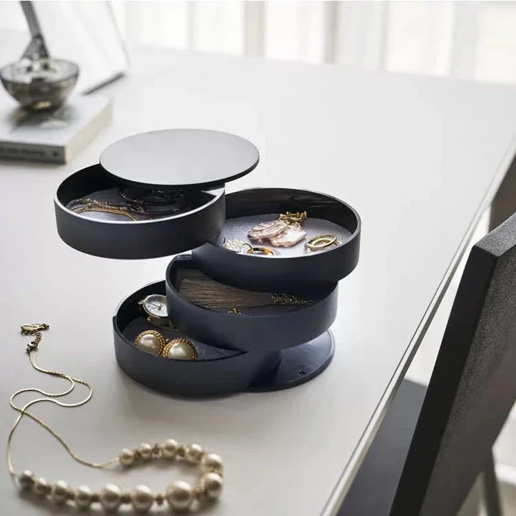 Velvira Sieradenbox draaibaar | 5 Etages met deksel | Stofdicht & Compact | Voor sieraden, haaraccessoires & make-up