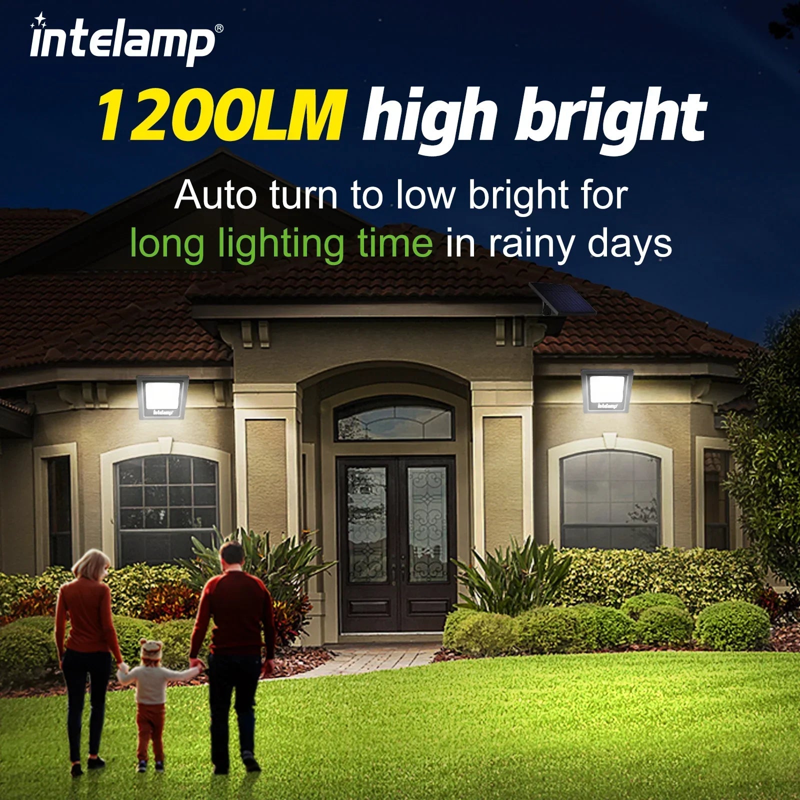 Zonne-energie LED Veiligheidslamp LumiSecure Duo | Set van 2 | 1200LM Super Helder | IP65 Waterdicht | Tuin, Binnenplaats & Terras