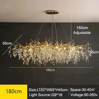 Exclusieve kroonluchter met kristallen bladeren – takken effect, moderne elegantie