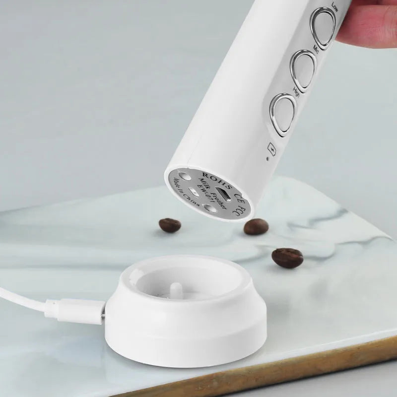 3 In 1 Elektrische Melkopschuimer Oplaadbare Melkopschuimer Handheld Opschuimapparaat Hoge Snelheden Melkopschuimer Drankmixer Koffie
