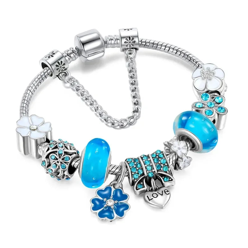 LuxeBloom Artisan Jewelry Armband | Exquisite bubble glass en parel ontwerp geïnspireerd door levendige perzikbloesems voor een unieke DIY mode-uitspraak