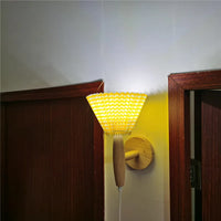 Lyren Nordic Houten Wandlamp Met Geplooide Schaduw Glans