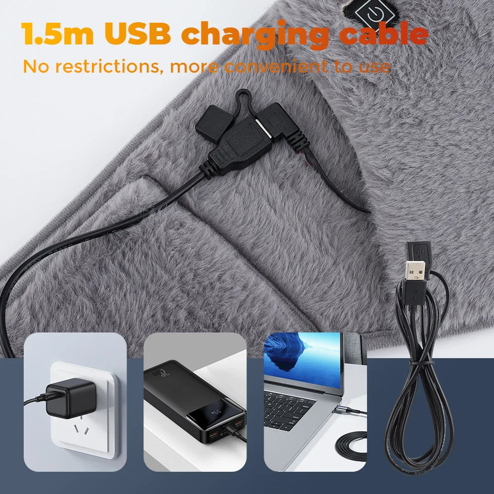 ThermaBelt Pro | Elektrische verwarmingsriem met grafiettechnologie | 3-niveaus temperatuurregeling | Hand- & tailleverwarmer van kristalvelours | USB-aangedreven