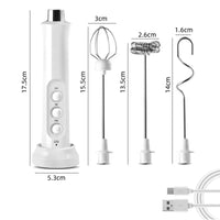 3 In 1 Elektrische Melkopschuimer Oplaadbare Melkopschuimer Handheld Opschuimapparaat Hoge Snelheden Melkopschuimer Drankmixer Koffie