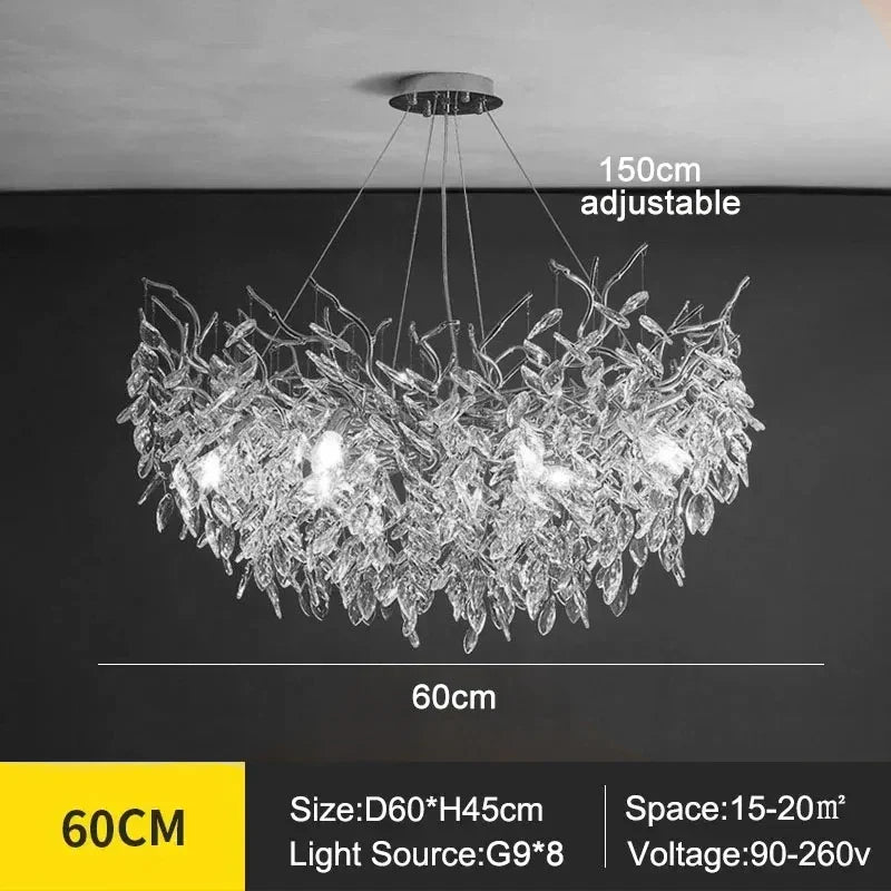 Exclusieve kroonluchter met kristallen bladeren – takken effect, moderne elegantie