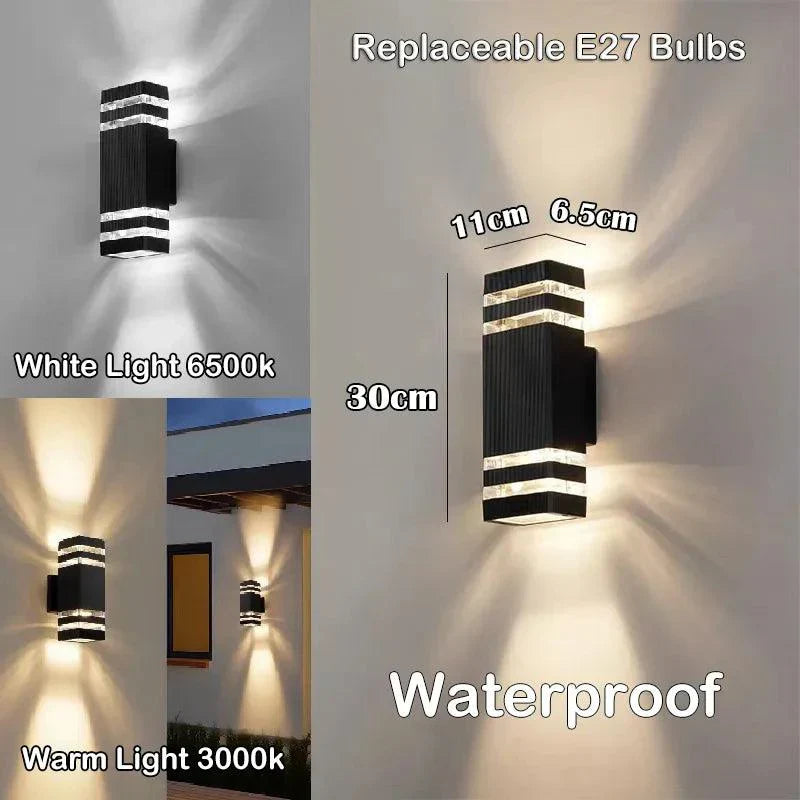 LumiBloc™ | Up & Down Effect | E27 Fitting | IP65 Waterdicht | Modern Design voor Tuin & Balkon