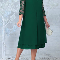 Elysian Elegance Plus Size Jurk | Exquisiet geborduurd bloemen patchwork ontwerp perfect voor herfstbruiloften en formele feesten