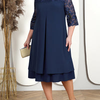 Elysian Elegance Plus Size Jurk | Exquisiet geborduurd bloemen patchwork ontwerp perfect voor herfstbruiloften en formele feesten
