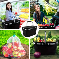 ThermaTrip opvouwbare mand | Geïsoleerde picknickmand met aluminiumfolie en handvat | Opvouwbaar tot een derde van de oorspronkelijke grootte | Voor uitstapjes, in het park, om boodschappen te doen en op reis