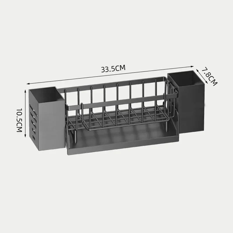 Ordinaqua Spoelbak Organizer Rek | Zelfafwaterend | Houder voor Spons, Zeep & Doek | Uittrekbaar & Hygiënisch | ABS-Kunststof