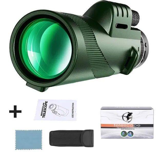 80x100 HD Zoom Monoculaire Telescoop: Krachtige draagbare verrekijkers voor jagen, kamperen en buitenverkenning