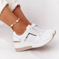 LuxeStride Elegance Sneakers | Comfortabele dames sneakers met ingebouwde hak voor wandelingen in de buitenlucht, beschikbaar in plus maten 35-43