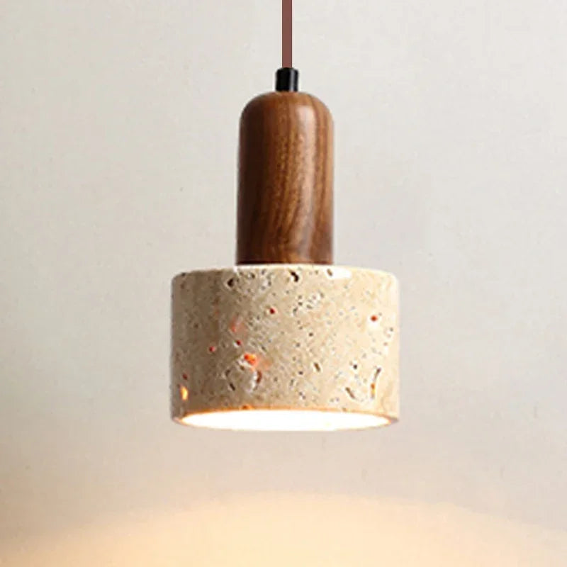 Hanglamp van natuursteen en hout – moderne plafondlamp voor keuken of eetkamer