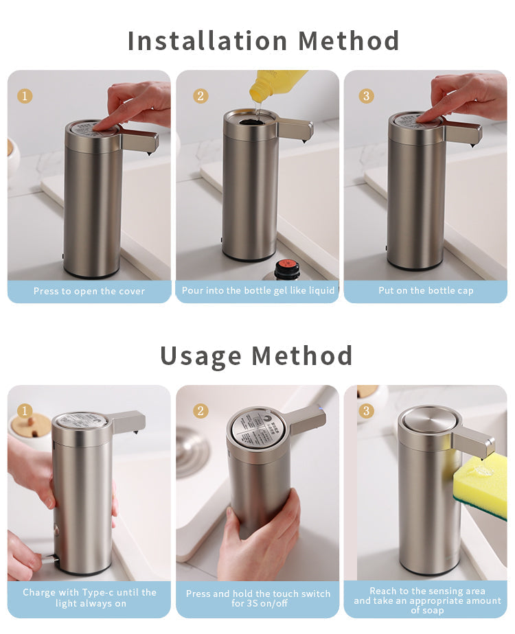 LuminaSteel Roestvrijstalen Contactloze Zeepdispenser In Moderne Badkamers