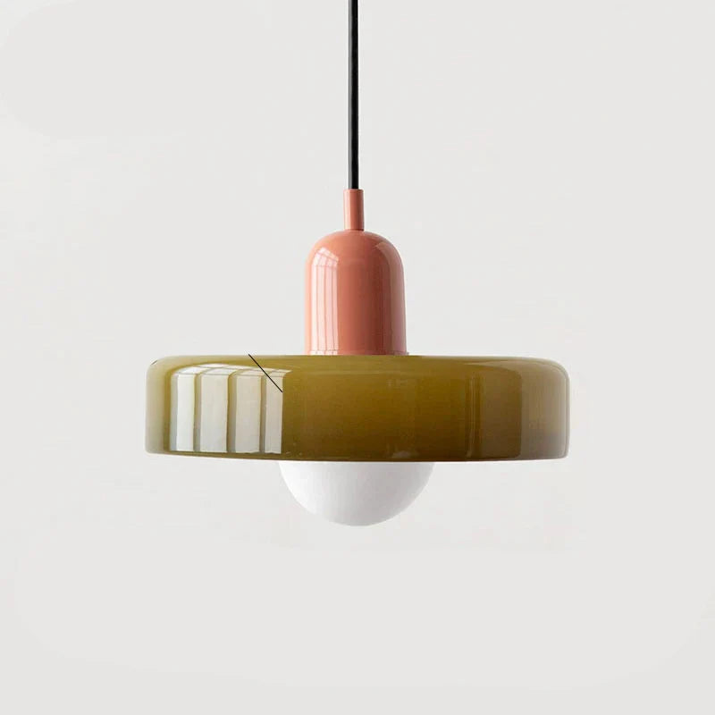 Moderne hanglamp met gekleurd glazen kap Bauhaus