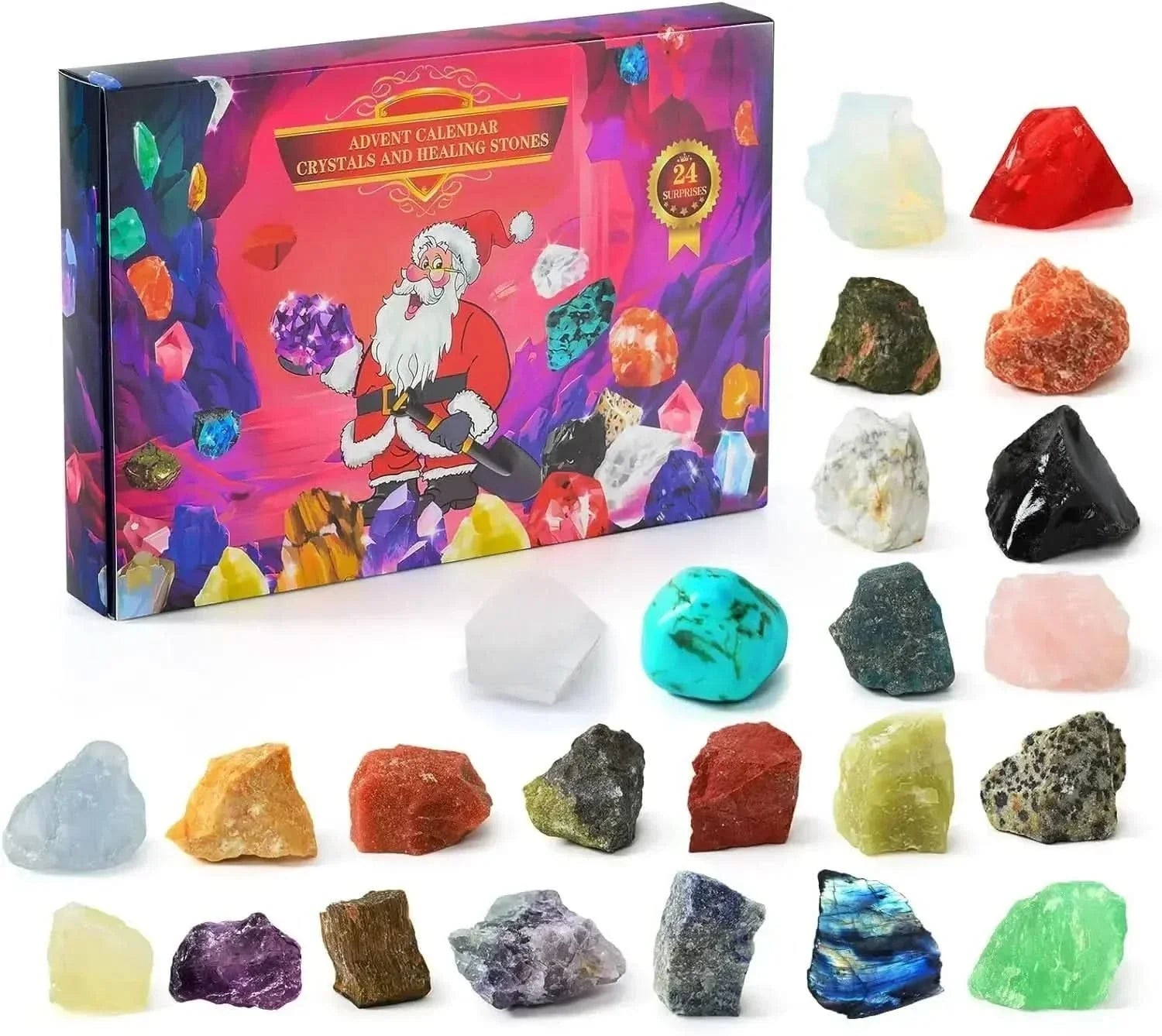 Kristallenjuwelen – Magische Edelsteen Adventskalender Met 24 Natuurlijke Kristallen