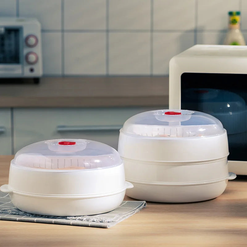 GourmetSteam Luxe Multi-Layer Stoompan | Duurzaam PP-container voor perfect gestoomde broodjes en dumplings met een veilige deksel
