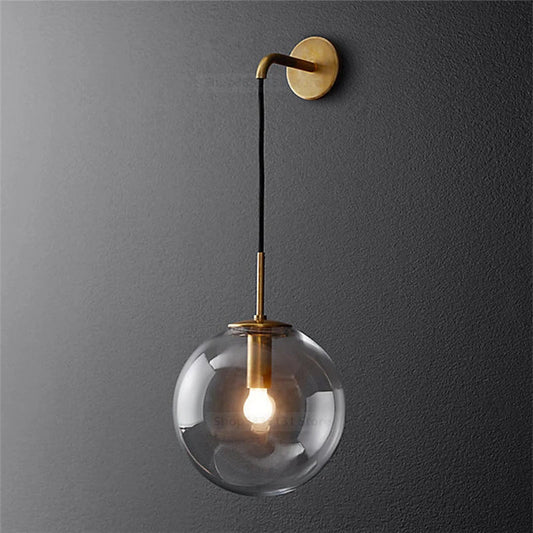 GlacioGlow Retro Glazen Bolarmatuur | Elegant postmodern bedlampje voor warme sfeerverlichting
