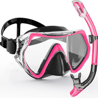 AquaVision Snorkelmasker Set voor Volwassenen | Anti-Fog & Schokbestendig | Siliconen Rand & Droge Snorkel | 180° Gezichtsveld