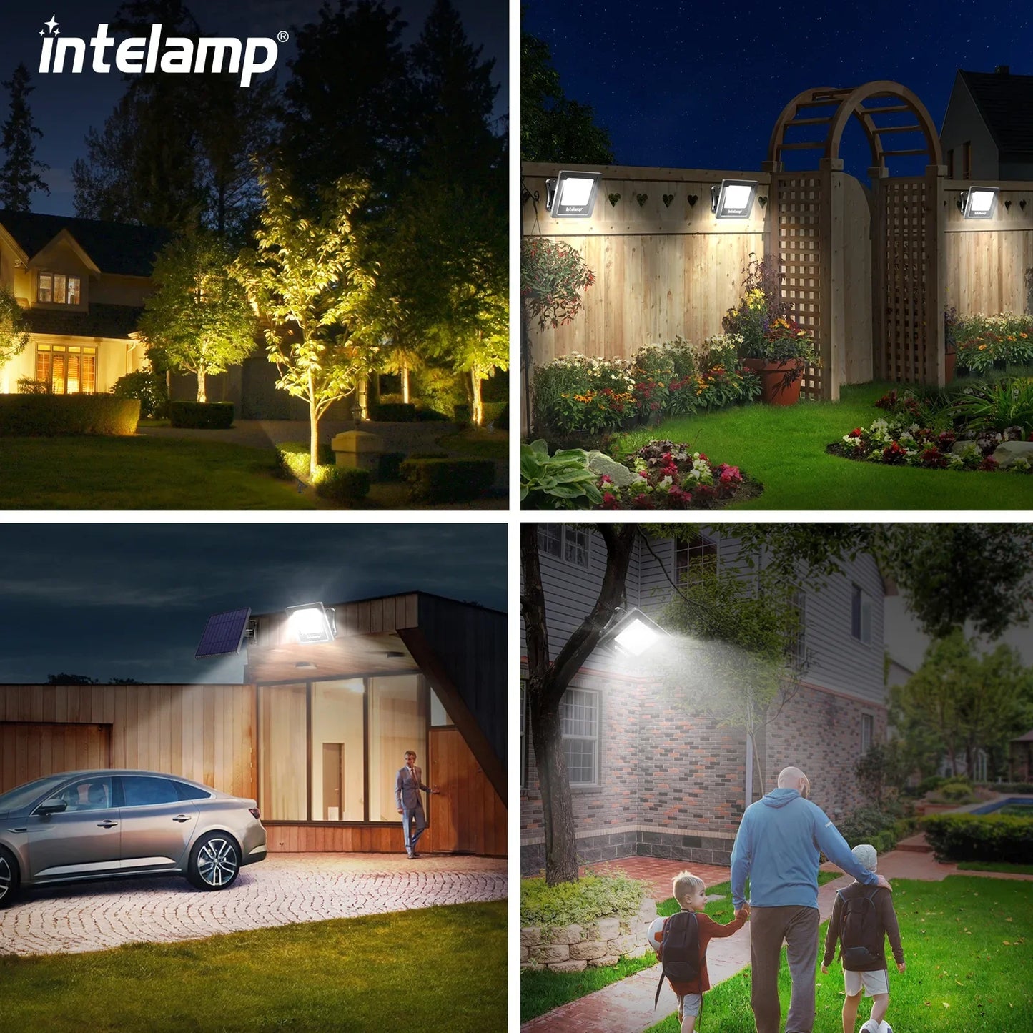 Zonne-energie LED Veiligheidslamp LumiSecure Duo | Set van 2 | 1200LM Super Helder | IP65 Waterdicht | Tuin, Binnenplaats & Terras