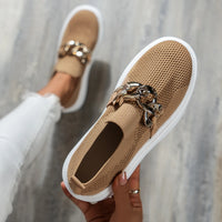 LuxeStride Elegante Loafers | Chic metalen ketting loafers voor stijlvolle comfort en veelzijdig gebruik