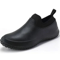AquaElegance Korte Regenlaarzen voor Mannen | Waterdichte, antislip en comfortabele rubberen schoenen, ideaal voor chefs en buitenactiviteiten in regenachtig weer.