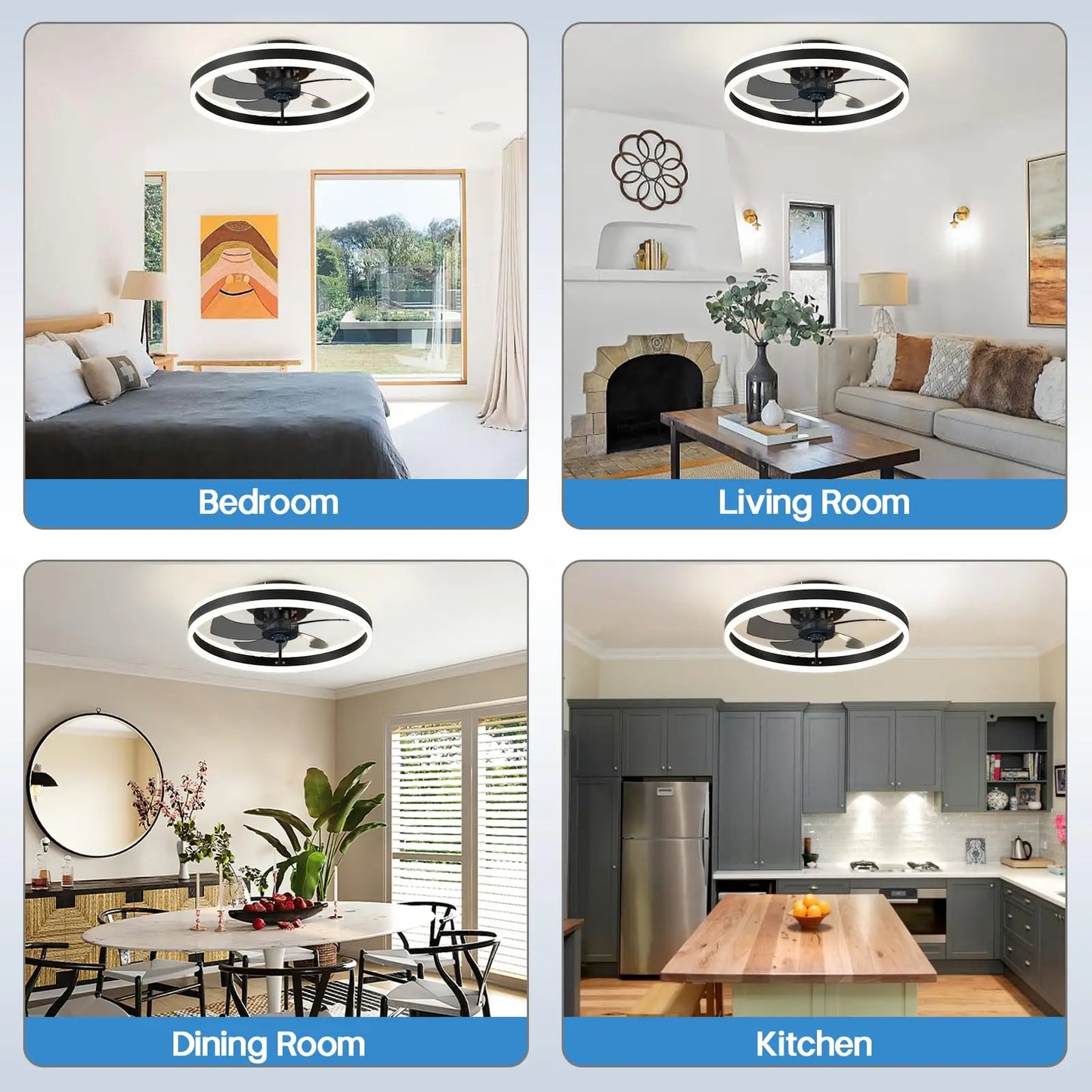Avelion - Ronde Plafondventilator Met LED Lamp En Afstandsbediening