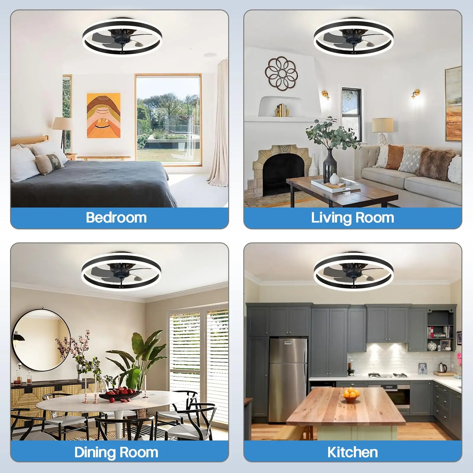 Avelion - Ronde Plafondventilator Met LED Lamp En Afstandsbediening