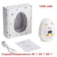 Furrio Elektrische Handwarmer Vos | Oplaadbaar 1200 mAh | 3 Warmte-niveaus & Digitale Weergave | Pluche Oppervlak | USB Type-C | Draagbaar voor Winter & Kantoor