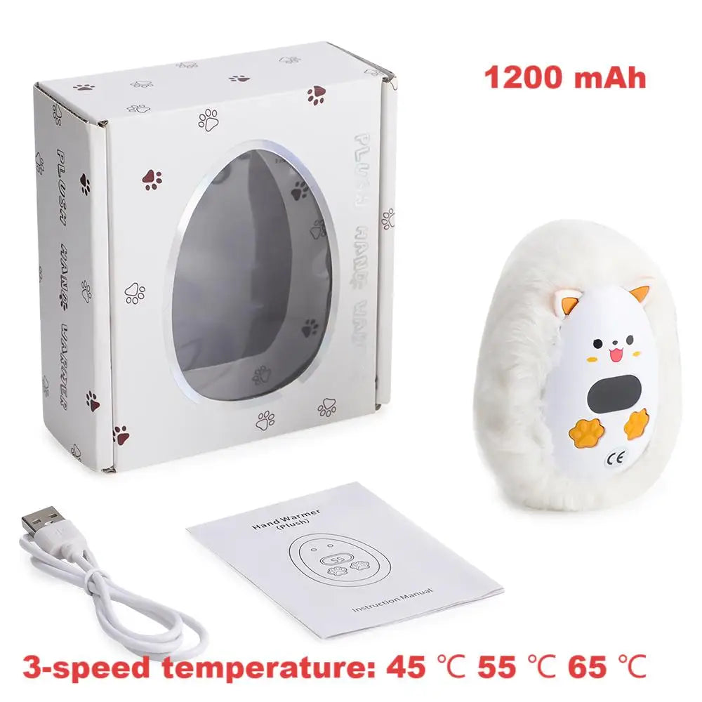 Furrio Elektrische Handwarmer Vos | Oplaadbaar 1200 mAh | 3 Warmte-niveaus & Digitale Weergave | Pluche Oppervlak | USB Type-C | Draagbaar voor Winter & Kantoor
