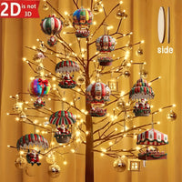 NordicJoy Kersthangertjes: heteluchtballon & kerstman | 10-delige set houten ornamenten | Kerstversiering & decoratie | Cadeau-idee
