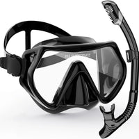AquaVision Snorkelmasker Set voor Volwassenen | Anti-Fog & Schokbestendig | Siliconen Rand & Droge Snorkel | 180° Gezichtsveld