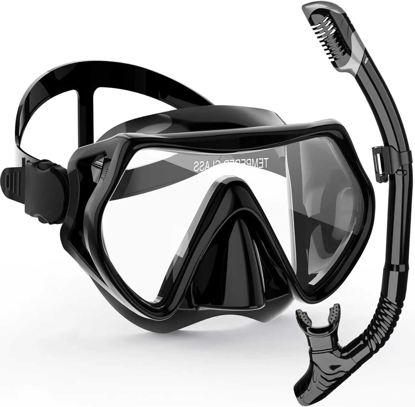 AquaVision Snorkelmasker Set voor Volwassenen | Anti-Fog & Schokbestendig | Siliconen Rand & Droge Snorkel | 180° Gezichtsveld