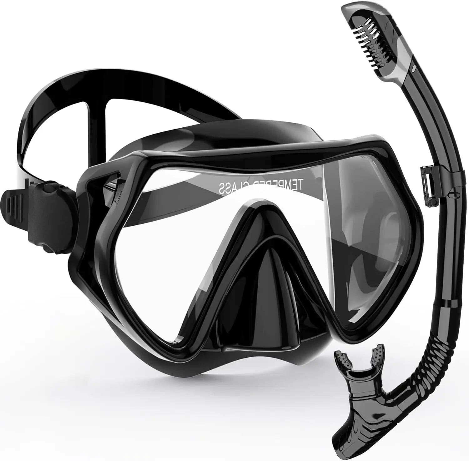 AquaVision Snorkelmasker Set voor Volwassenen | Anti-Fog & Schokbestendig | Siliconen Rand & Droge Snorkel | 180° Gezichtsveld