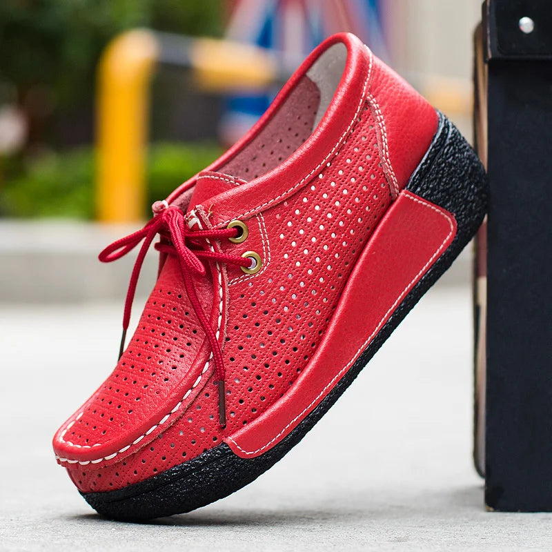 LuxeStride Echte Leren Loafers | Elegant ontworpen platte platform mocassins voor ultiem comfort en stijl